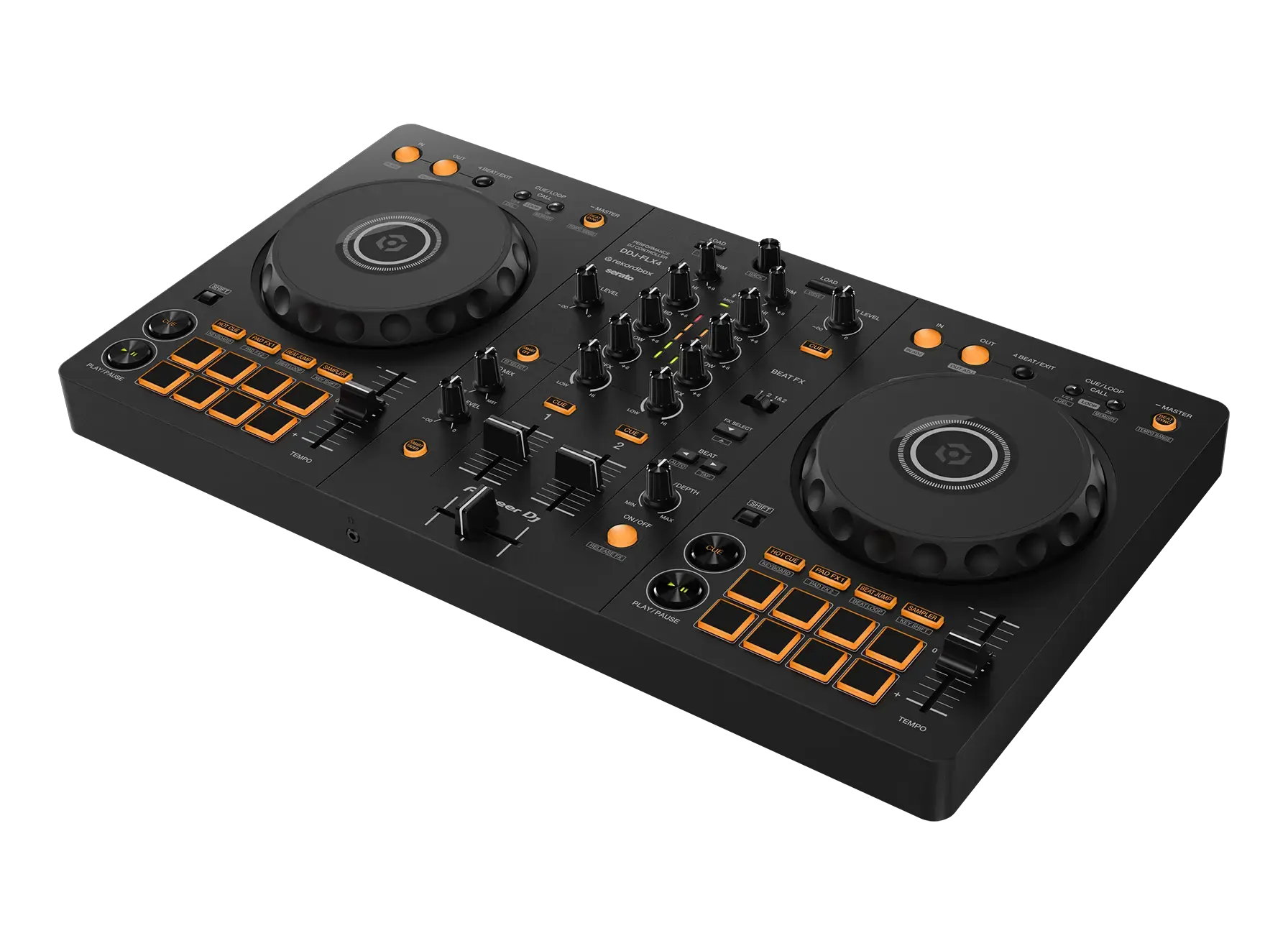 Pioneer DDJ-FLX4 aangesloten op laptop met Rekordbox